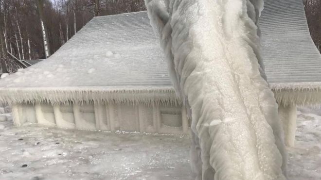 New York family beach home turns into ‘ice house’